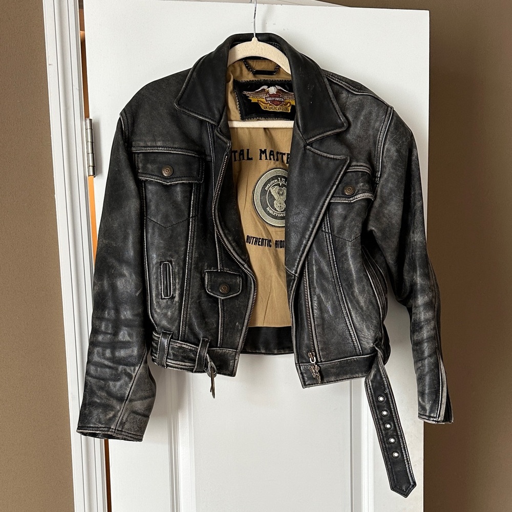 Vintage Harley-Davidson Black Leather Biker Jacket